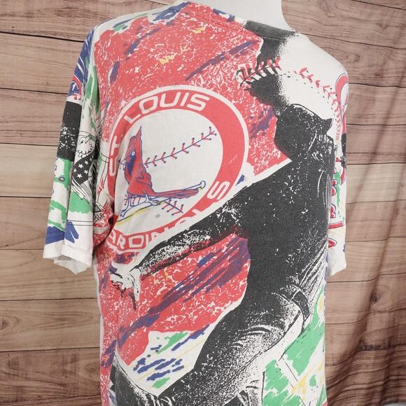 Vintage St. Louis Cardinals Shirt Single Stitch AOP Baseball All Over Print 90s - Picture 2 of 14